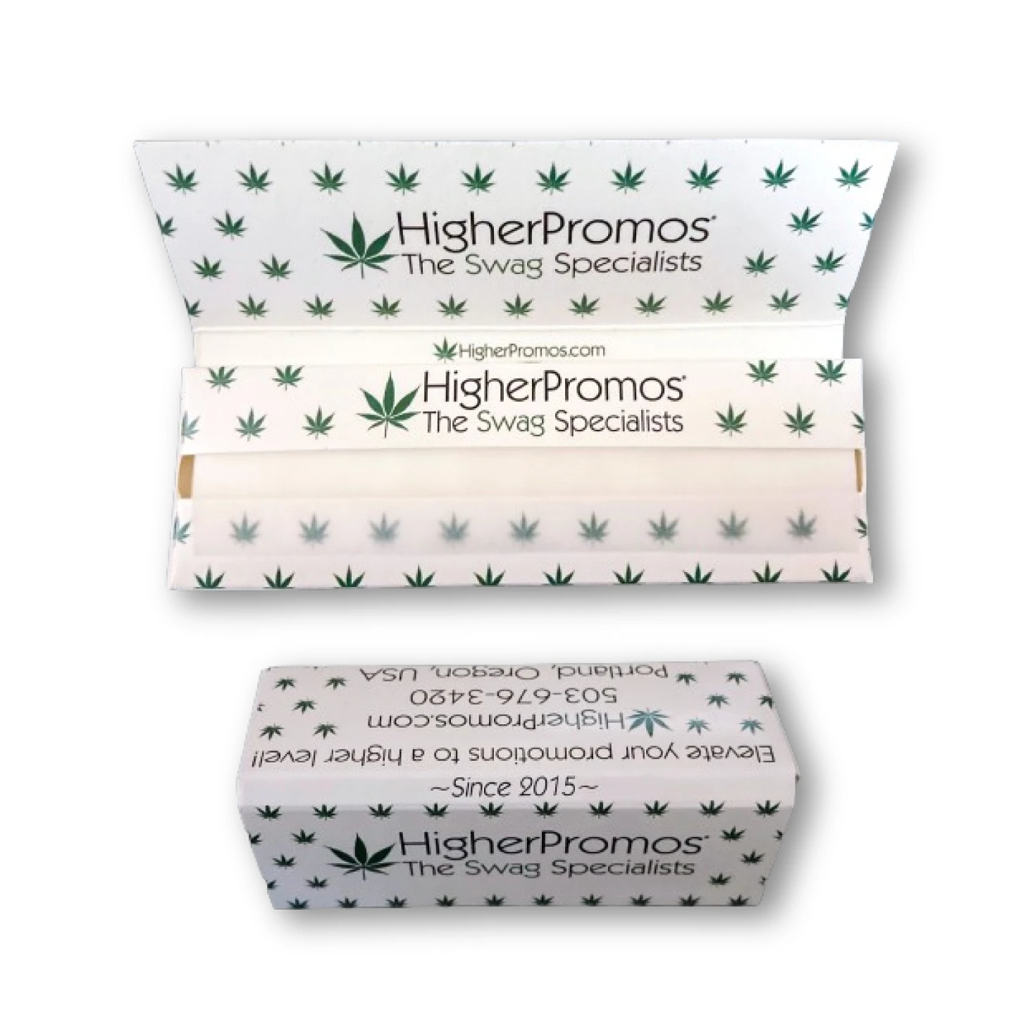 Custom imprinted rolling papers for a local cannabis business